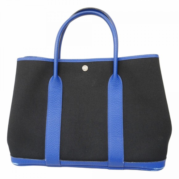 Hermes Hermès Garden PM Tote Bag, Toile Officier, Blue, Black, C Stamp - Picture 1 of 11